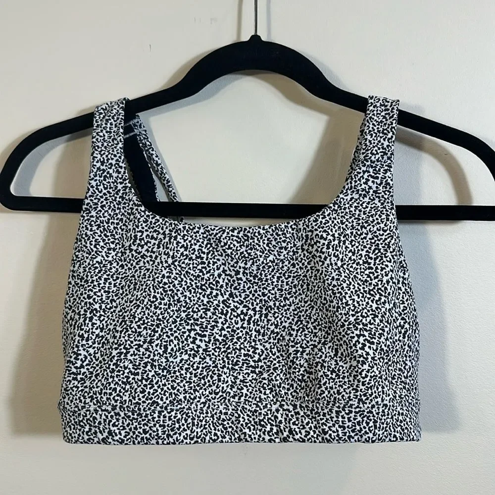 Athleta Black White Animal Sports Bra Women Size Small